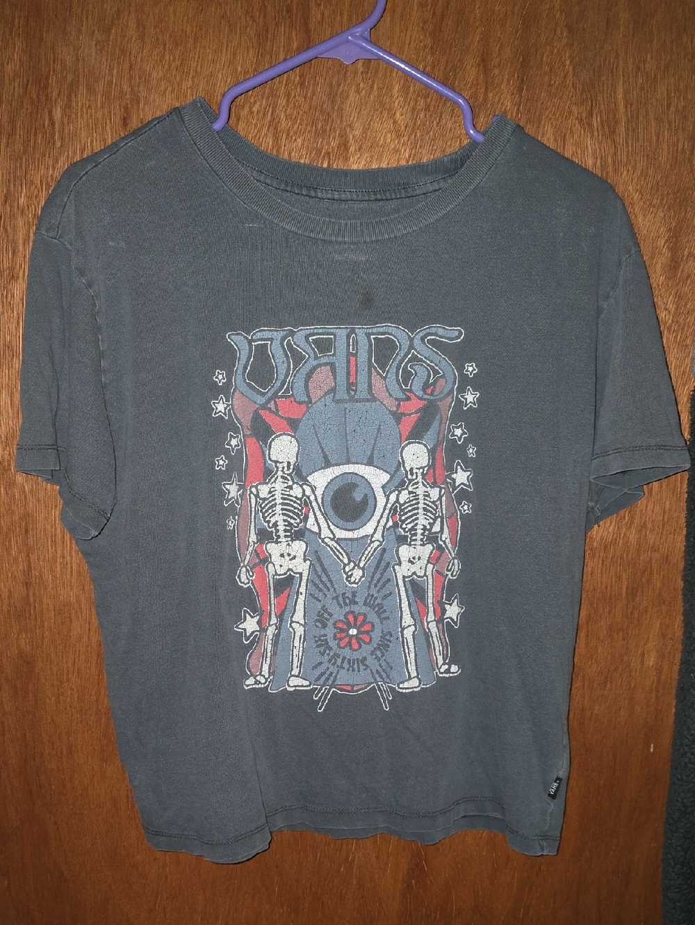 Vans Black Graphic Crop Tee with Skeleton Artwork